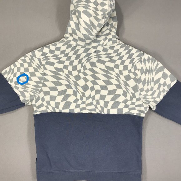 Univibe Hoodie Boy's Large Blue Check Colorblock Pullover Sweatshirt Long Sleeve - Picture 10 of 14